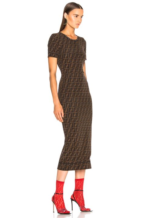 fendi logo dress|fendi signature logo midi dress.